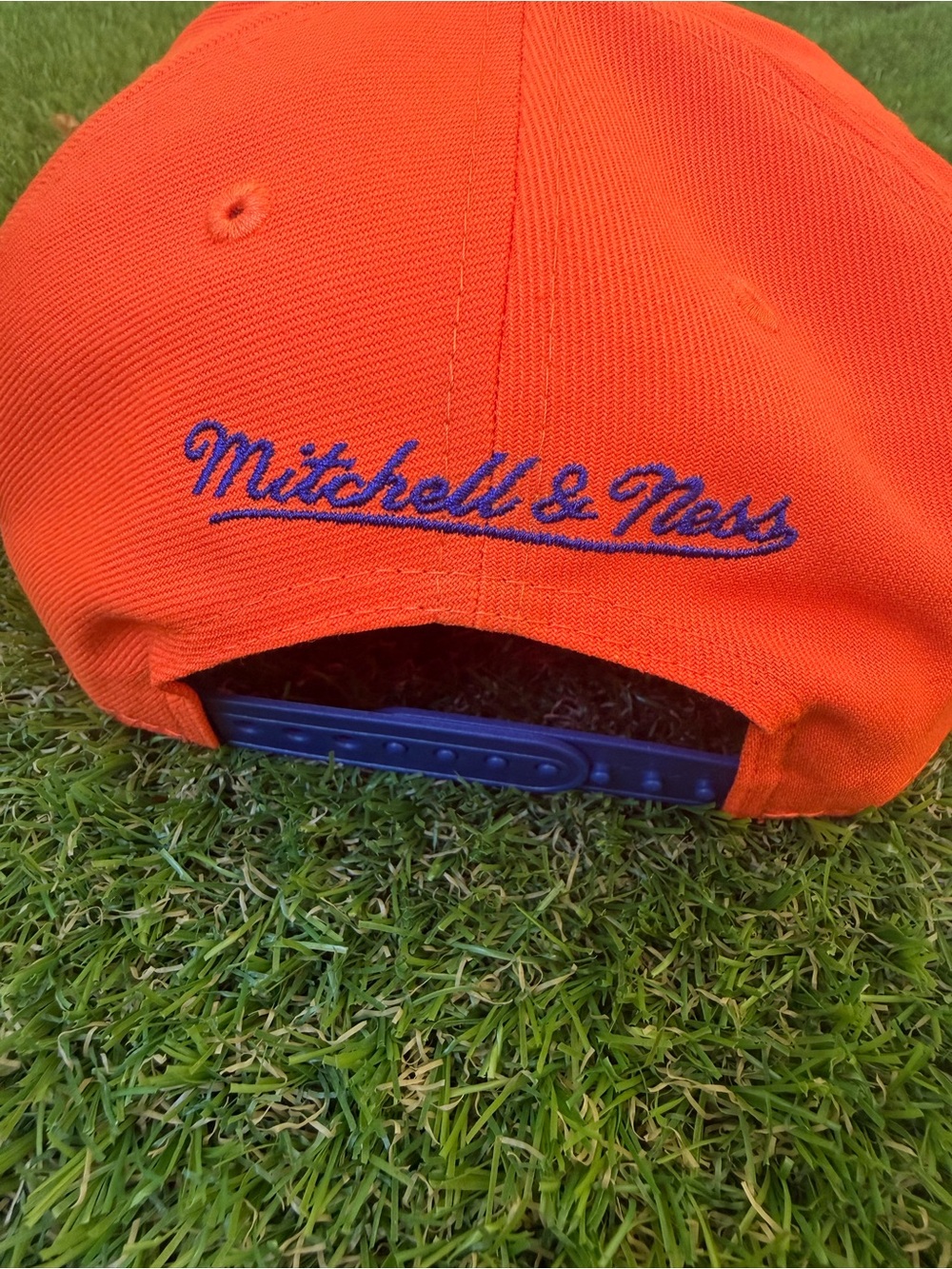 New York Knicks Orange & Blue Snapback Hat Rhinestone Bling Cap - Picture 3 of 8